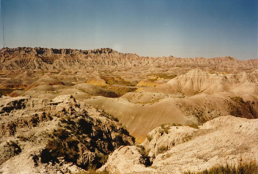 The Badlands. Barren, but colourful. The terrain can change with a single rainfall.