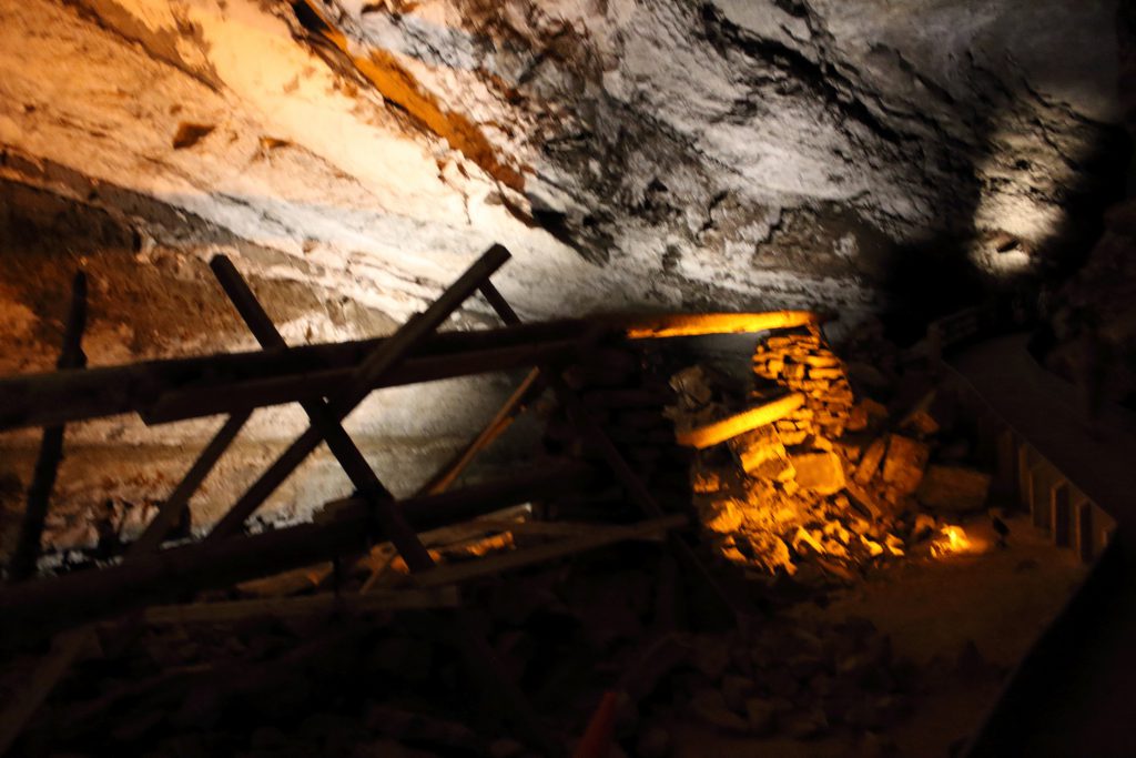 Saltpeter mining near the natural cave entrance. This mine was very active during the war of 1812.