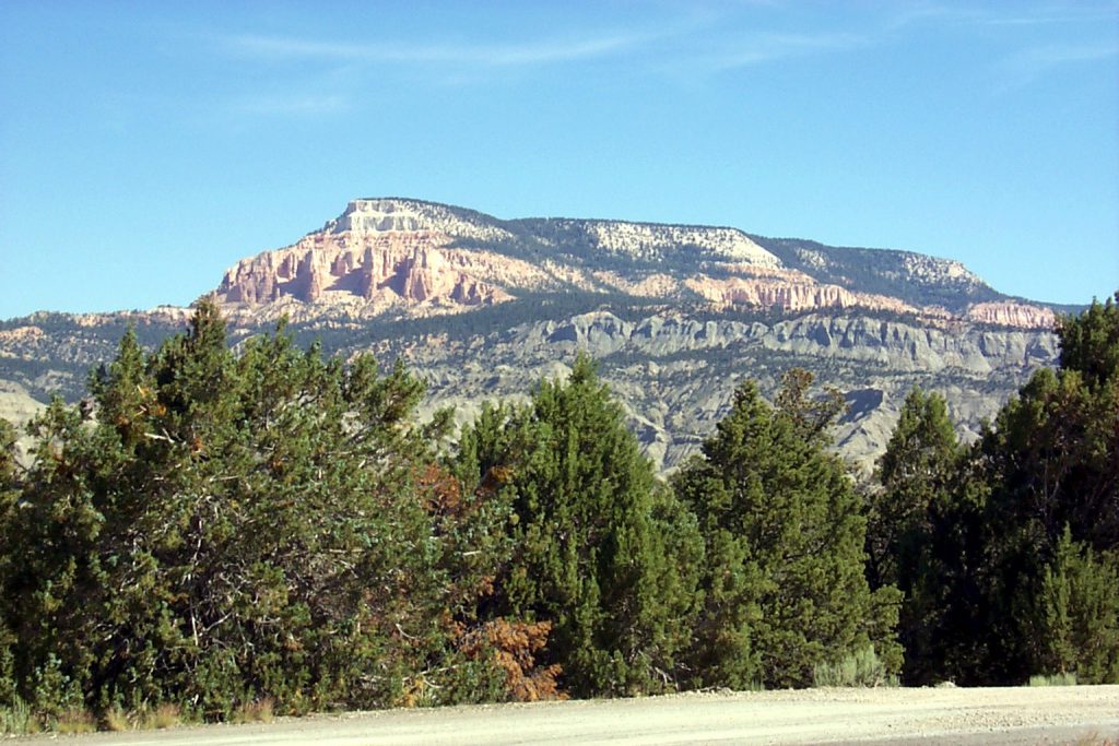 The Aquarius plateau and Powell Point from the east (you saw it from the west at Bryce).