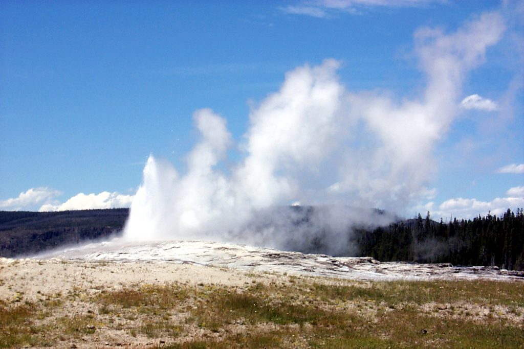 Old Faithful preparing to erupt.