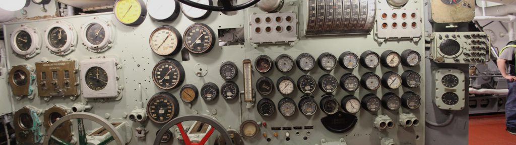 A control panel in the engine room.