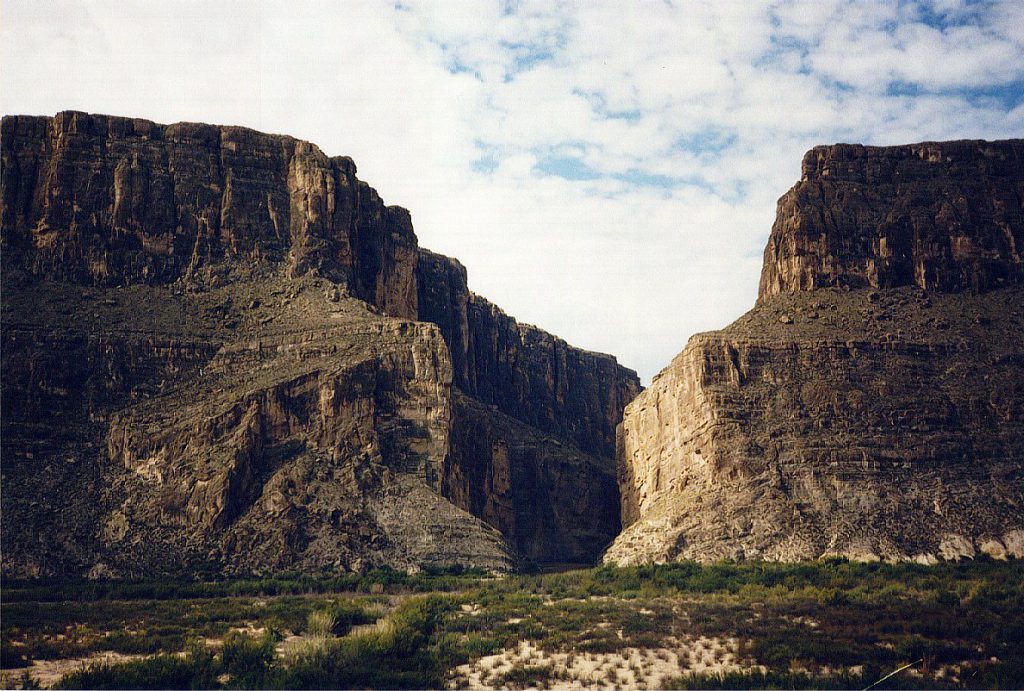 Just slightly up river (north) from the previous picture is the Santa Elena Canyon where the Rio Grand cuts through the same rift wall.