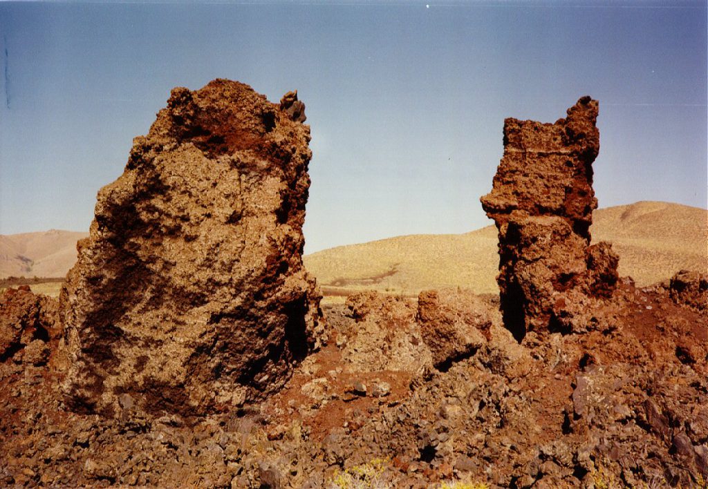 This photo shows a close up of some ah-ah lava flow. There are many examples of lava including the thick ah-ah shown here and the ropy, fluid pa-hoe-hoe.
