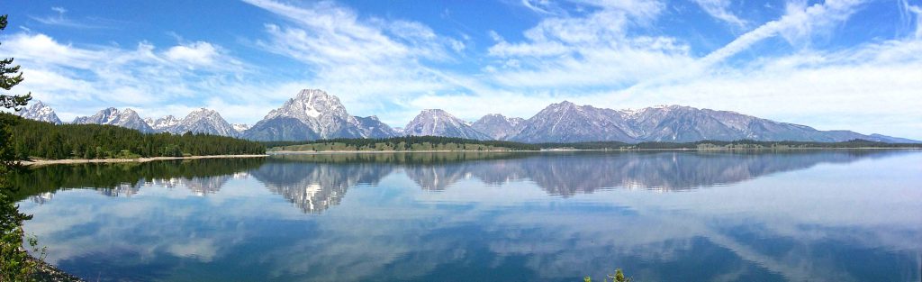 Looking West and North over Jackon Lake at the Teton Range.