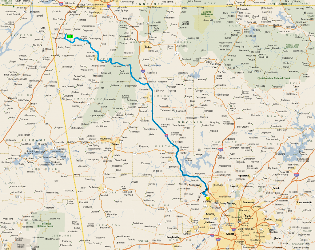 Our journey from CloudLand to Kennesaw Mountain near Marietta Georgia.
