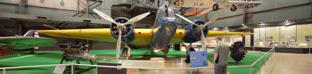 Plane engine designs with cut-out engine models.