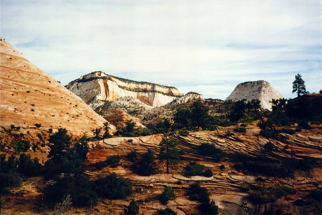 The sandstone has been carved or moulded into different layered patterns throughout the park.